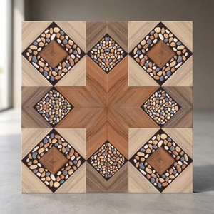 Carreaux de sol en céramique numérique émaillée effet bois 400x400mm, finition mate, pour hôtels et salons, décoration intérieure - Product Image 5