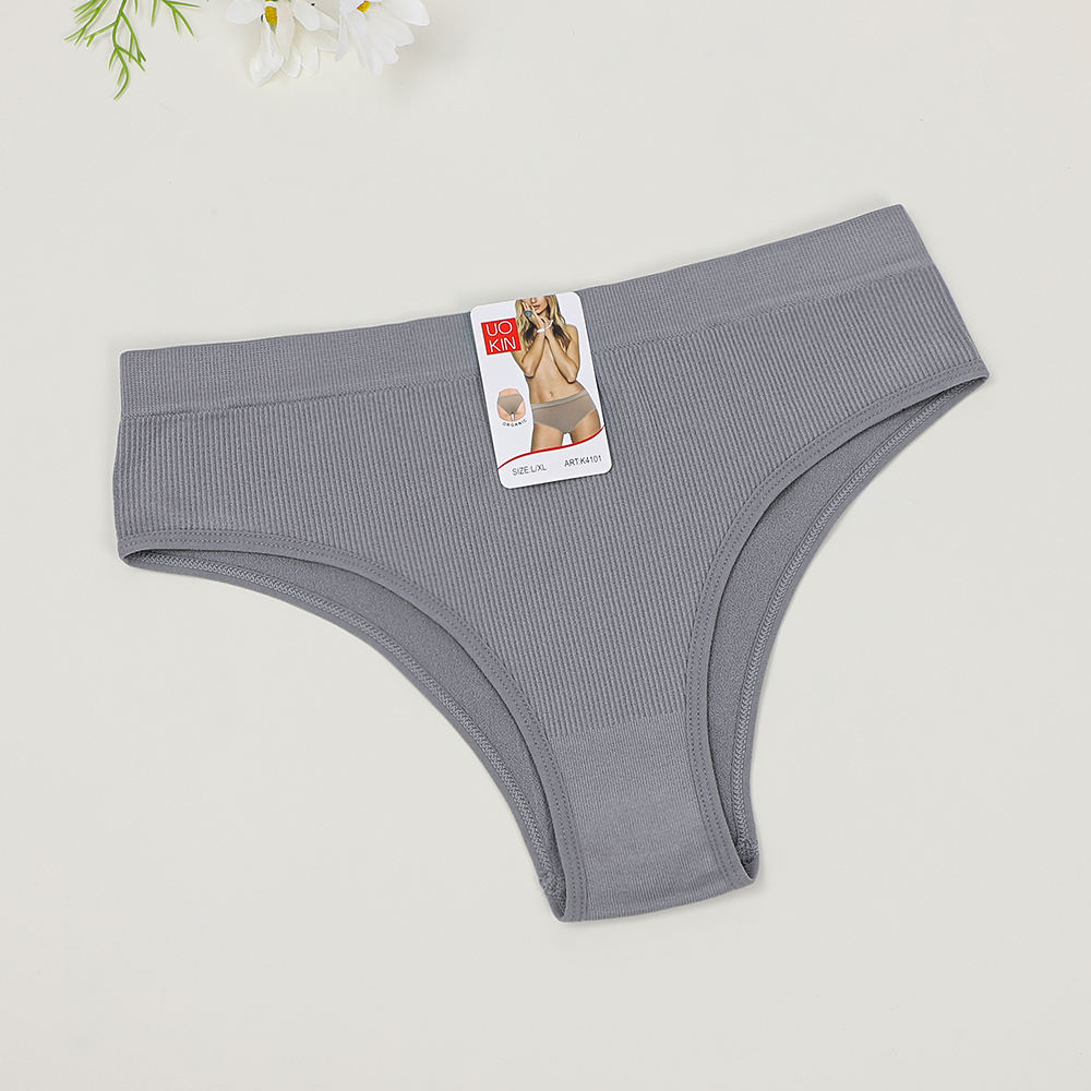 Wholesale Solid Color Seamless Panties Ladies Underwear Woman Smooth Touch Feeling Comfortable Brazilian Panties 12 Pcs Pack