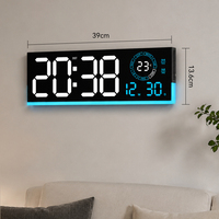 Reloj de Pared Electrónico Digital LED, Grande, con Calendario, Luz Ambiental Nocturna, Decoración para Auto, Estilo Neon