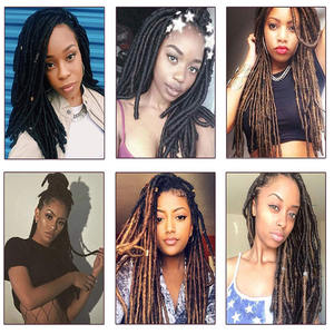 Extensions de Cheveux Fausses Locs au Crochet Droites Pré-bouclées En Gros Fibre Synthétique Couleur Ombrée 20 Pouces - Product Image 6