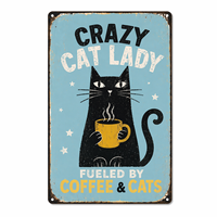 Décoration murale pour animalerie, plaque métallique vintage chat noir, motif logo personnalisé, plaque rétro pour café, bar, restaurant, salon, art