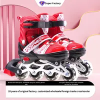 Patins à roulettes professionnels d'extérieur pour enfants et adultes – Vente en gros transfrontalière – Patins réglables pour débutants avec roues LED clignotantes