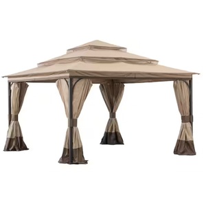 Tente pyramidale d'extérieur en stock, 12x12, trois couches, moustiquaire imperméable en polyester avec poteaux métalliques pour cour et environnement extérieur - Product Image 4