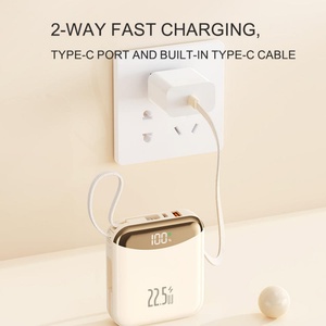 โลโก้สั่งทำได้ 22.5W ชาร์จเร็ว PD หน้าจอ LED ความจุสูง มินิบางเฉียบ พาวเวอร์แบงค์ 10000mah พร้อมสายในตัวสำหรับโทรศัพท์ - Product Image 2