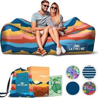 Canapé gonflable de luxe auto-gonflant avec pompe intégrée, matelas de camping portable en tissu floqué confortable