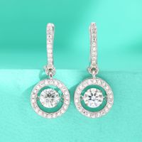 Fijne ronde geslepen 1CT VVS1 GRA Dancing Moissanite oorbellen kettingset 925 sterling zilver dames Valentijnsdag cadeau 2026 sieraden