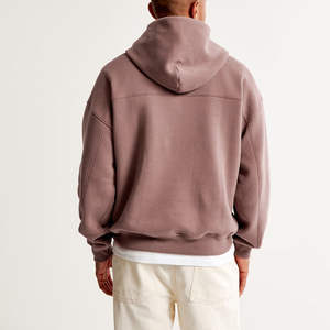 Sudadera con capucha morada para hombre con parche texturizado naranja, suave forro polar, estilo casual, cálida para invierno, cómoda y larga. - Product Image 2