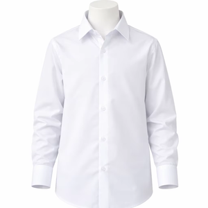 Chemise d'uniforme scolaire pour garçons en popeline de coton, manches longues, classique, vêtements scolaires pour enfants - Product Image 1