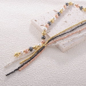 Kinnear, Joyería Árabe chapada en oro, conjunto de boda, borla, cuentas, cadena, collar, pendientes, plata, 18K, conjuntos de joyería de oro rosa para mujer - Product Image 4