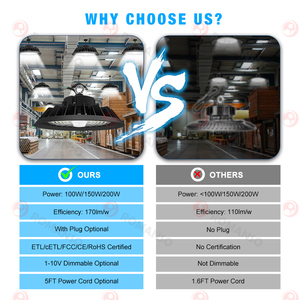 UFO dẫn ánh sáng bay cao 100W 150W 200W 150lm/W cảm biến từ xa kho đèn bay cao - Product Image 5