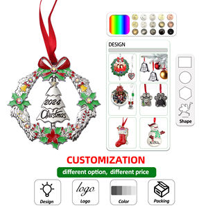 Décorations de Noël de forme personnalisée, ornements suspendus de sapin de Noël d'extérieur en métal de style moderne et respectueux de l'environnement avec impression UV - Product Image 4