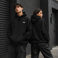 Sweat à capuche noir personnalisé avec logo brodé, en molleton de coton épais, coupe oversize, pour hommes et femmes, streetwear, OEM, nouveauté