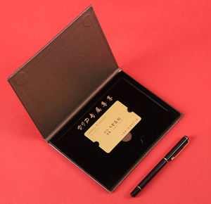 Boîte de carte-cadeau de luxe, imprimé noir, carte bancaire, carte de crédit, boîte d'emballage de deux cartes-cadeaux en métal, logo personnalisé - Product Image 6