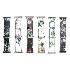 Correa de patrón Floral para iWatch, banda de cuero estampado para <span class=keywords><strong>Apple</strong></span> <span class=keywords><strong>Watch</strong></span> series 7/6/5/4, 44mm, 38mm, 42mm - Product Image 2
