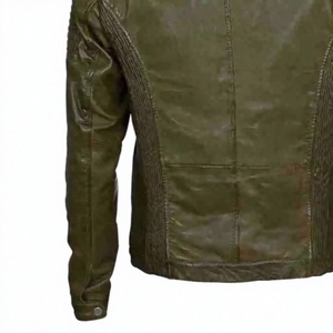 Chaqueta de Moto para Hombre LONG MISSION INDUSTRY, 100% Cuero Genuino, Calefactable, Corte Ajustado, Cierre de Cremallera, Cuello Mao, Color Sólido - Product Image 5