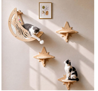 Étagères murales pour chat personnalisées en forme de lune et d'étoile, meubles pour chat en bois modernes, décoratifs, gain de place, perchoir flottant pour chat pour l'intérieur
