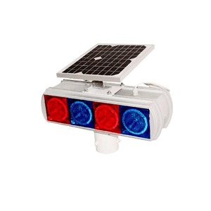 ไฟเตือนจราจรพลังงานแสงอาทิตย์ LED สีแดงสีน้ำเงินกระพริบ ติดตั้งบนเสา IP65 กรอบอลูมิเนียม วัสดุ PC - Product Image 5