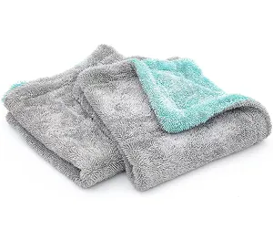 Two colors Auto detailing Double Layers Microfiber Detailing Towels twisted drying towel