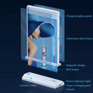 Siêu mỏng LED quảng cáo hộp Đèn hai mặt với <span class=keywords><strong>Snap</strong></span> khung cho A4/A5 nhôm áp phích hiển thị cho sử dụng ngoài trời - Product Image 2