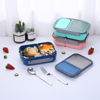 Boîte à lunch réutilisable à 3 niveaux pour la préparation des repas, sans BPA, en PP, à 2 compartiments