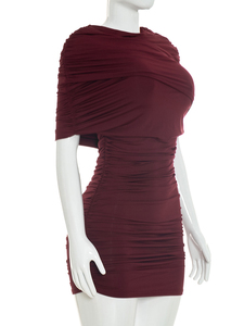 Viviblook D26DS202 Vestido de Fiesta Corto para Mujer, Verano, Color Sólido, Casual, Manga Corta, Estilo Bodycon - Product Image 3