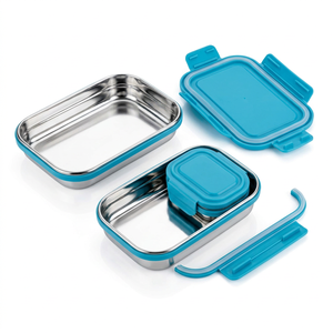 Lonchera de Acero Inoxidable a Prueba de Fugas con Tapa Hermética, Contenedor Bento con Vaso Interior para Salsas, Contenedor de Alimentos, Caja de Almacenamiento de Alimentos de Plástico - Product Image 1