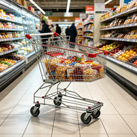 Caddie de supermarché en fil métallique avec roues en PU pour l'épicerie et la vente au détail