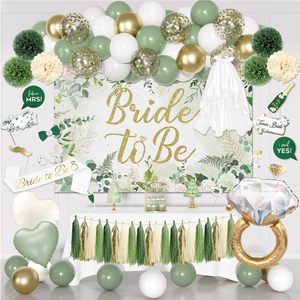 Decorazioni per Addio al Nubilato, Decorazioni Verde Salvia per Festa di Addio al Nubilato, Striscione Sposa, Sash, Velo, Coriandoli, Palloncini in Foil - Product Image 1