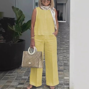 <span class=keywords><strong>Traje</strong></span> <span class=keywords><strong>de</strong></span> Verano 2026, Nuevo Estilo, Sin Mangas, Color Sólido, Algodón y <span class=keywords><strong>Lino</strong></span> - Product Image 3