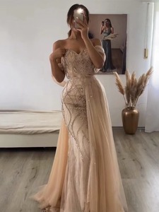 Nouvelle robe de soirée élégante et luxueuse en organza, longue jusqu'au sol, avec franges, couleur nude, pour performance <span class=keywords><strong>vocale</strong></span> - Product Image 2
