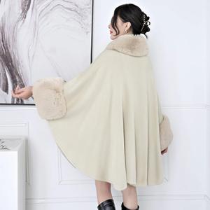 Moda kadın kış kaşmir pelerinler <span class=keywords><strong>Faux</strong></span> tavşan kürk panço şal - Product Image 3