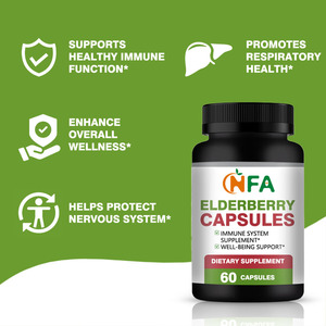 สารสกัดจากผลไม้ชนิด Elderberry ที่กำหนดเองอาหารเสริมสนับสนุนการทำงานของระบบภูมิคุ้มกันที่ดีต่อสุขภาพและช่วยปกป้องแคปซูลเอลเดอร์เบอร์รี่ระบบประสาท - Product Image 3