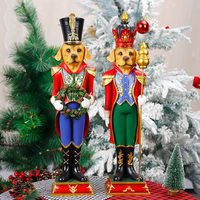 Redeco Offre Spéciale Noël Série Animal Chien Soldat Ornements Résine Artisanat Noël Casse-Noisette Figurines Pour Cadeaux Maison Déco