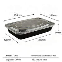 Conteneur alimentaire jetable pour micro-ondes 16/24/28/32oz avec couvercle, sans BPA, design empilable, prix d'usine