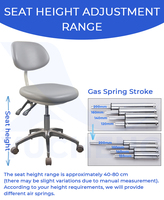 Chaise de médecin ergonomique en cuir PU de qualité médicale, moulée sans couture, mousse haute densité avec roulettes silencieuses à 360° pour clinique dentaire