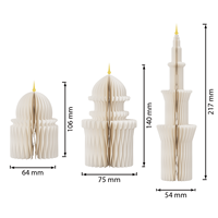 Centre de table Ramadan en papier nid d'abeille 3D léger et recyclable, respectueux de l'environnement, 3 pièces, décor de table en forme de dôme de mosquée, fournitures pour l'Aïd