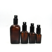 Flacon pulvérisateur carré en verre ambré de 30 ml avec pompe pour huiles essentielles et parfums