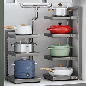 Çok fonksiyonlu ev mutfak depolama raf Metal kabin lavabosu & tezgah yeni katmanlı saksı rafı yemek kapak kullanımı ile - Product Image 3