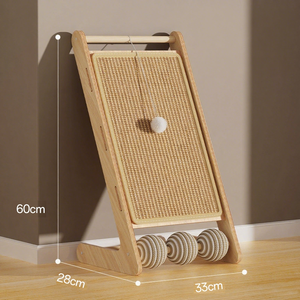 Papan garuk kucing <span class=keywords><strong>Sisal</strong></span> kayu padat vertikal Modern tidak rontok bantalan cakar kucing tahan aus pohon cakar kucing mainan karton - Product Image 4