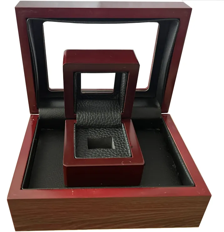 DAIHE Wholesale Price High-end Wood Leather Championship Ring Jewelry Box Collection Display Box