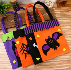 Venta al por mayor feliz Halloween murciélago calabaza calavera patrón caramelo bolsa fiesta favor regalo decoración mano caramelo bolsa de mano