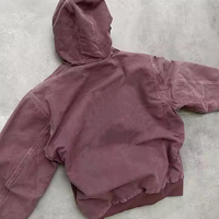 DiZNEW OEM Vente en gros Vestes à capuche personnalisées lavées en toile lourde doublées pour les travailleurs Fermeture à glissière 100% Veste en jean pour hommes en coton