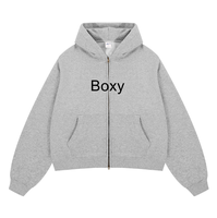 Sweat-shirts boxy de haute qualité 370 g/m² pour hommes, fermeture éclair régulière, broderie de luxe, uni, coupe-vent, streetwear d'hiver, sweat-shirt à fermeture éclair vierge