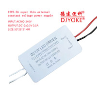 Alimentation électrique à tension constante AC-DC ultra-mince 12V 500mA, entrée 220V/240V, pour maison intelligente, LED, efficacité 86%, 50/60Hz