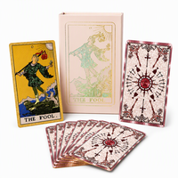 Cartes de tarot de luxe en feuille d'or, jeu de 78 cartes, jeu de tarot en plastique PVC imperméable, outil de divination classique Rider Waite avec boîte