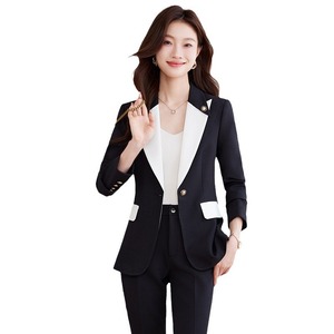Women's Red Suit Jacket Solid Color Polyester Anti-Wrinkle Casual Blazer For Work And Formal Occasions - Product Image 5