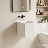 Lavabo de salle de bain en céramique blanc mat de luxe, suspendu au mur, avec demi-piedestal