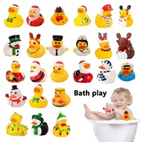 24 pièces en caoutchouc flottant boîte aveugle de canard dessin animé de Noël vinyle jaune canard nouveau coffret cadeau ensemble de jouets de Noël calendrier de l'avent