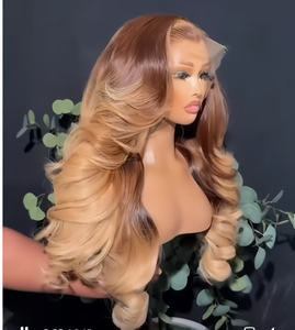 Ash Roots Blonde Ombre Perruques de Cheveux Humains Pleine Dentelle Perruque de Cheveux Vierges Pré Cueillie Délié HD 13x6 Dentelle Frontale Perruque 150% Densité - Product Image 3