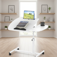 Moderner Höhenverstellbarer Klappbarer Laptop-Tisch Beweglicher Tragbarer Kleiner Computertisch mit Pad-Halterung/Getränkehalter und Rollen